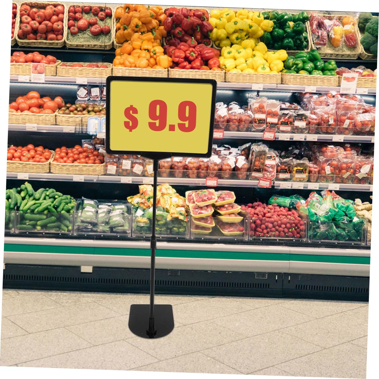 Supporto per Etichette dei Prezzi A4 Nero Set da 2, Porta Cartellini da Pavimento Resistente per Supermercati e Negozi, Espositori Promozionali Versatili e Facili da Installare