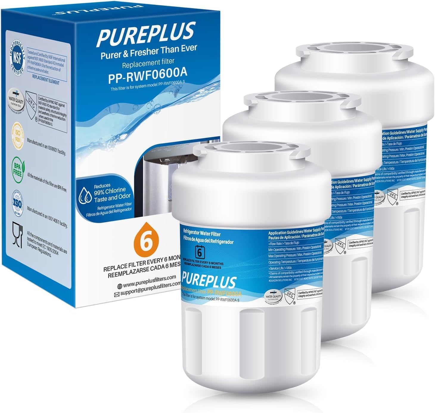 PUREPLUS Replacement for GE
MWF
, SmartWater
MWFP, MWFINT, MWFA, GWF, HDX FMG-1, Kenmore
9991, WFC1201, GSE25GSHECSS, Water Filter, 3 Pack (3 Count (Pack of 1)) Thumbnail