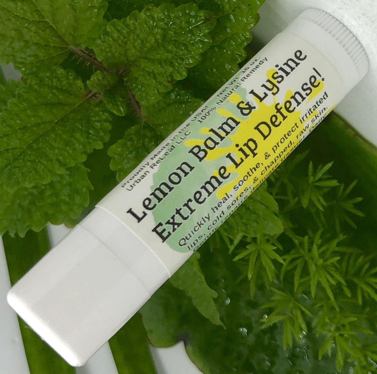 Urban ReLeaf Lemon Balm & Lysine Extreme Lip Defense! Gentle, Quickly Heal, Soothe, Protect! for Irritated Skin, Itchy Bumps & Lips. 100% Natural.