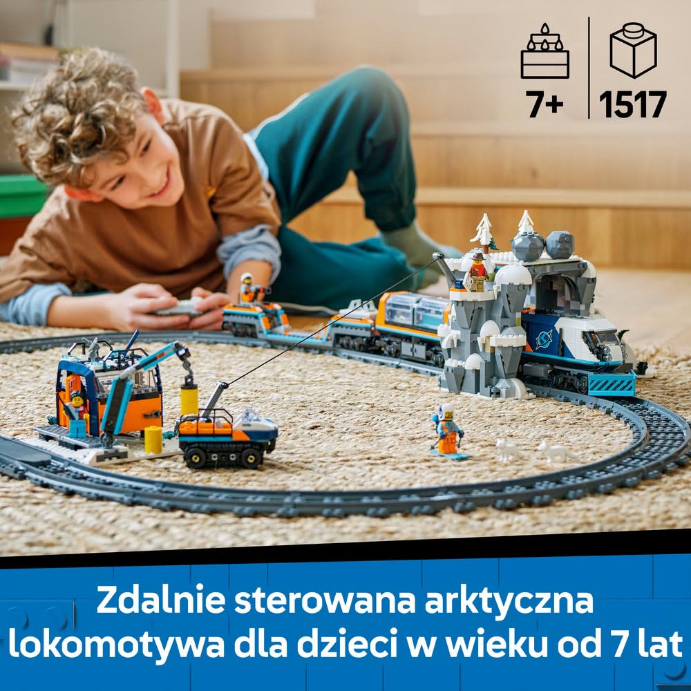 LEGO City Ekspres polarny arktycznych odkrywców 60470 | Kolejka, duży zestaw klocków konstrukcyjnych, prezent dla chłopca i dziewczynki 7+, Powered Up, 1517 elementów