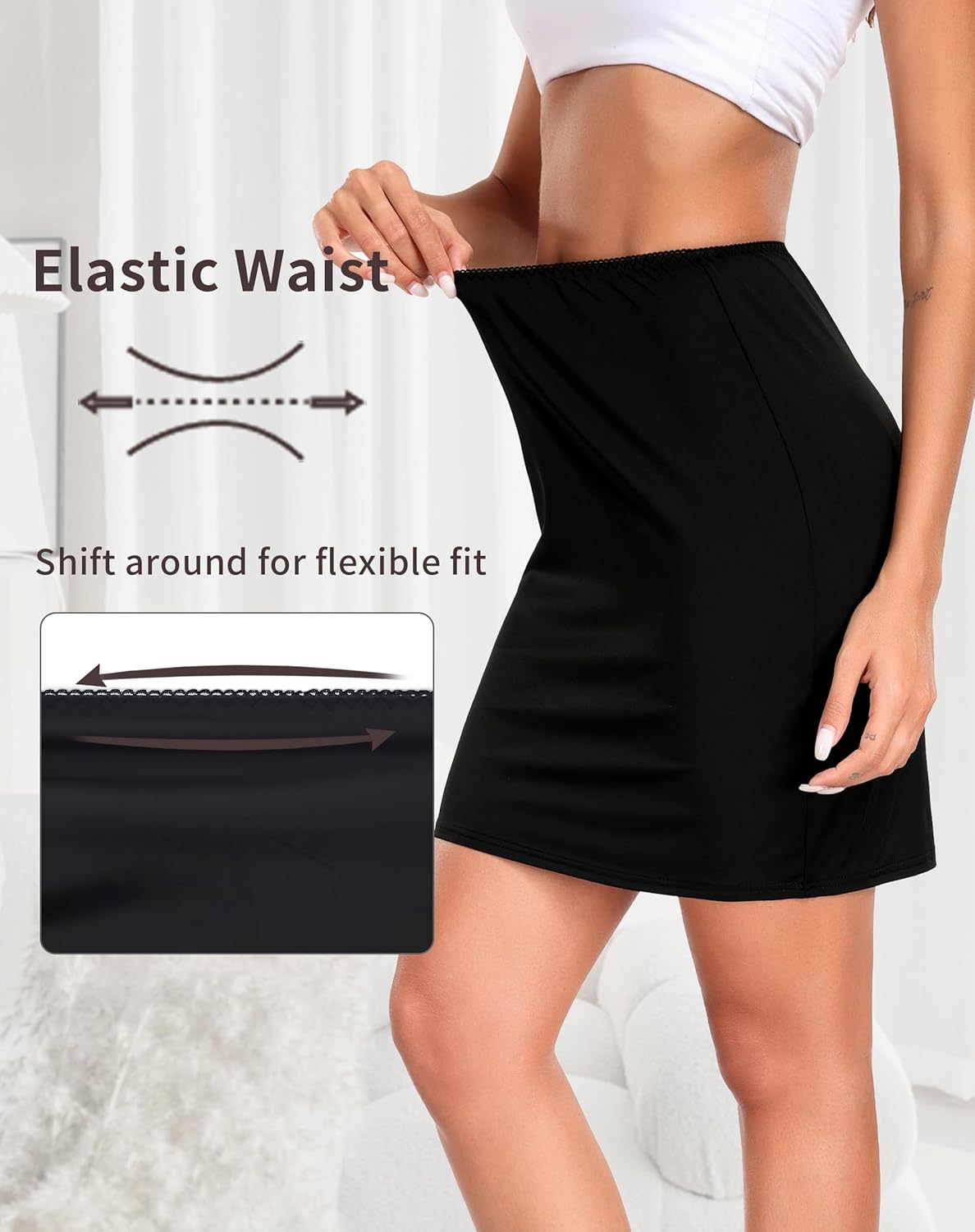 Vlazom Women's Half Slip for Under Dress Short Petticoat Above Knee Under Slips for Women Under Dresses Size S-XXL - Image 3