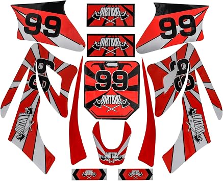 Red Graphics Kit for Apollo Orion 110cc 125cc 140cc 160cc 200cc 250cc 4-Stroke Dirt Bikes Motocross Sticker Decals, UV-Resistant Vinyl