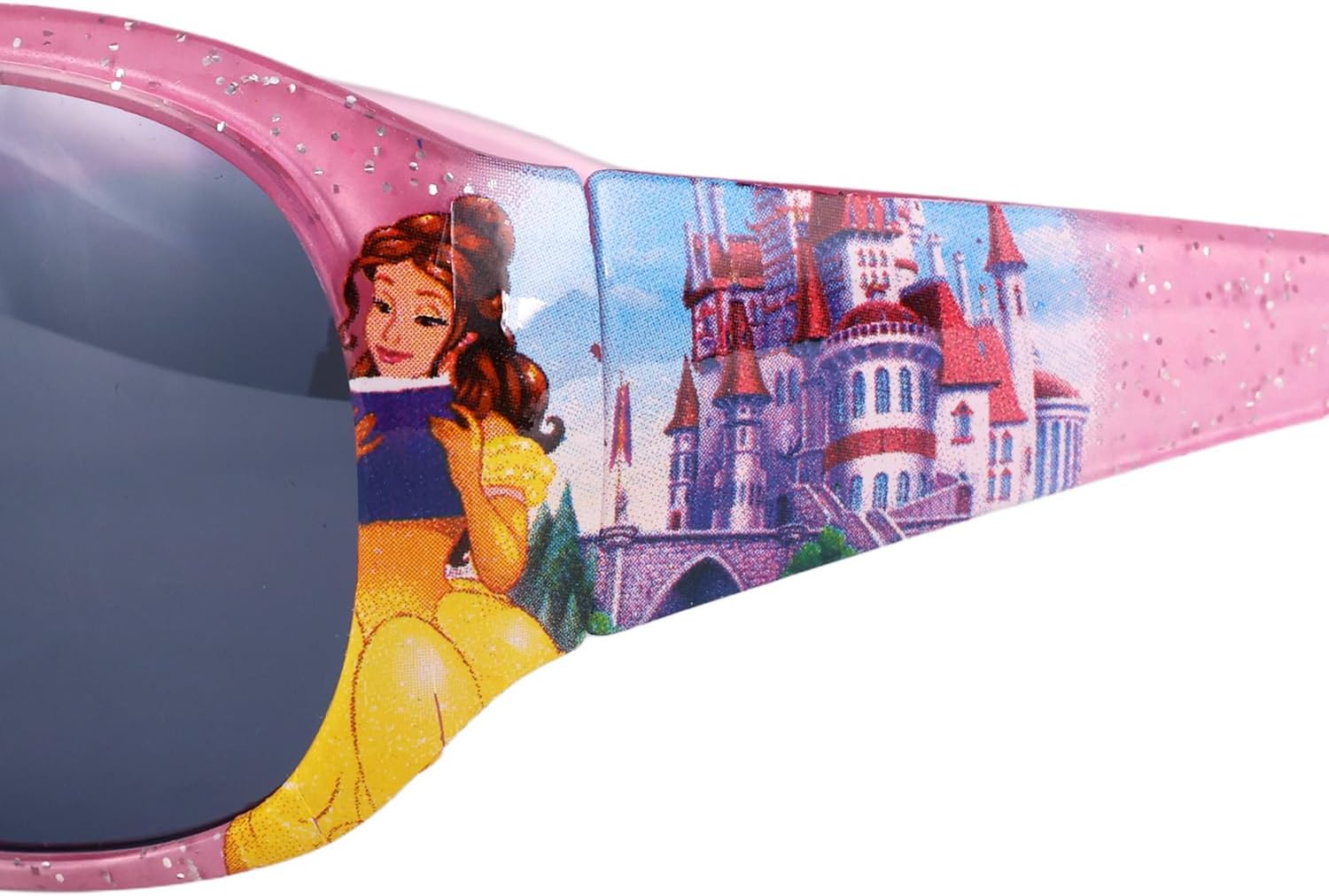 Disney Princess Sunglasses for Girls - Bundle with Stylish, Comfortable & Durable Pink Belle Sunglasses Plus Stickers, More | UV-Protection Beauty and the Beast Accessories for Kids