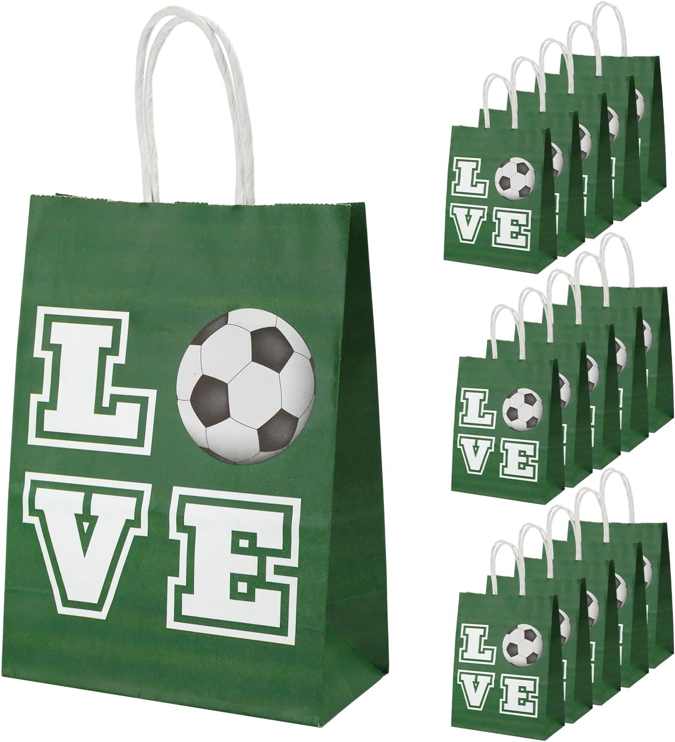PEUTIER 16pcs Soccer Party Favor Paper Bags, Football