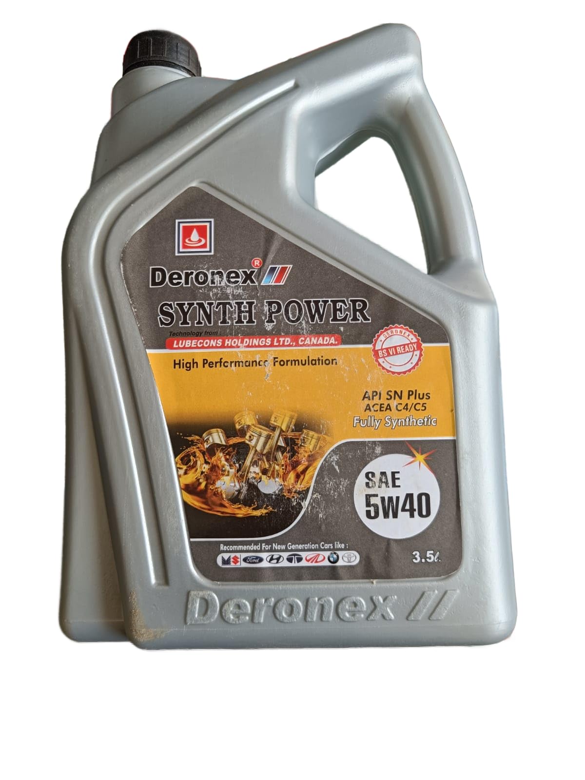 DERONEX SAE 5W40 API SN Plus ACEA C4/C5 FULLY SYNTHETIC 3.5Ltr
