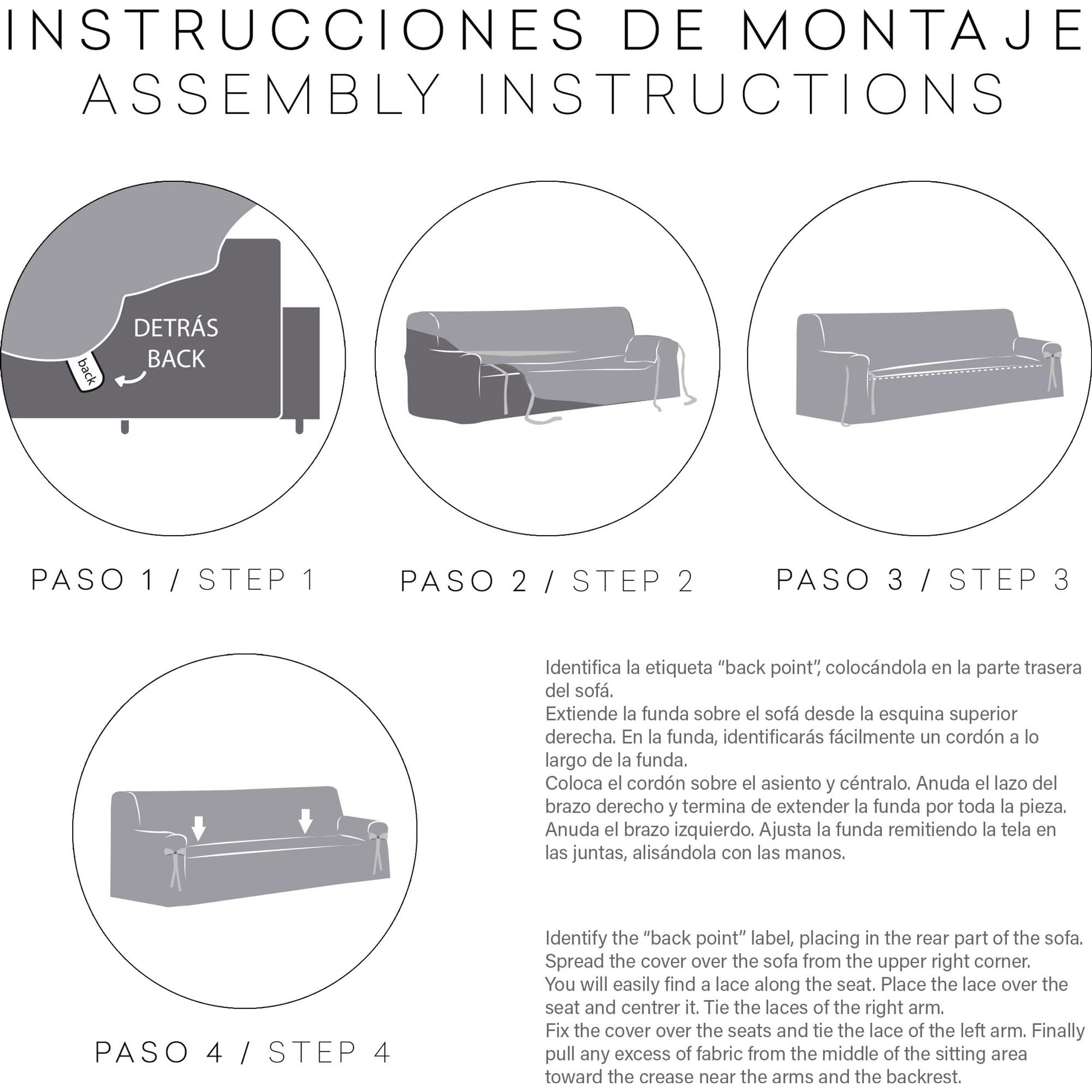 ECOMMERC3 | Funda Sofá Universal con Gomas Elásticas Tamaño 2 Plazas – Funda Ajustable para Sofá Color Crudo/Gris, Protección de Respaldo, Asiento y Brazos Renovación Fácil y Versátil