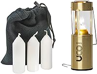 UCO Original Brass Candle Lantern Value Pack with 3 Long-Burning Candles & Storage Bag - Windproof Camping Light