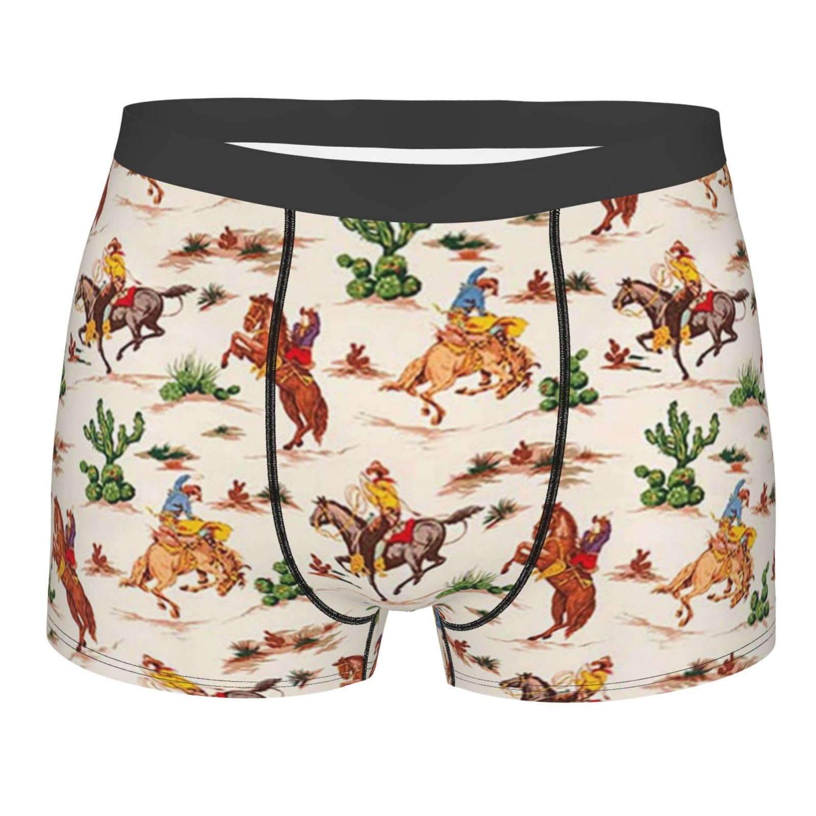 TRESILA Cowboy Ride Horse/Boxer Shorts Mens, Breathable, Comfort Fit Boxer Trunks, Stretch Boxer Briefs, Soft Fabric Mens Everyday Underwear Trunks