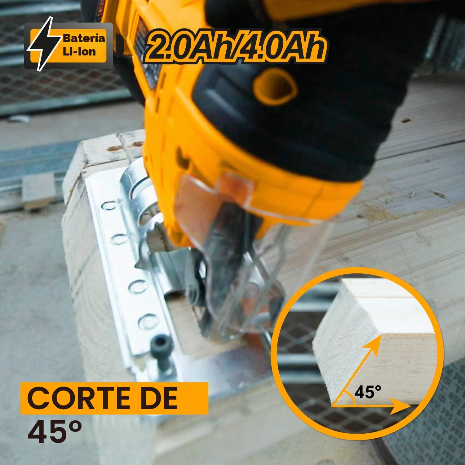 Sierra Caladora Inalámbrica INGCO 20V con Cuchilla de 5 piezas (Sin Batería)