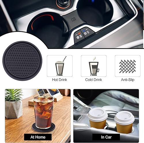 Miniatura 6 de Paquete de 4 posavasos para asiento de automóvil, posavasos de silicona antideslizante de 2.75 pulgadas para portavasos, juegos de accesorios para