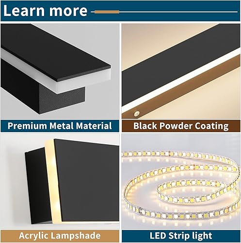 Miniatura 3 de Luces de pared para exteriores de 39 pulgadas de largo, moderno accesorio de iluminación montado en la pared, 3 luces de color 3000K4500K6000K, IP65