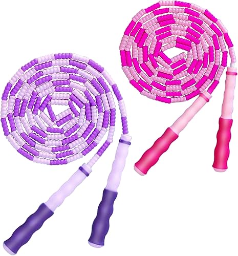 Miniatura 14 de Cuerda de saltar para niños, niñas y niños, cuerdas de saltar suaves con cuentas, cuerda de saltar ajustable, cuerda segmentada sin enredos para