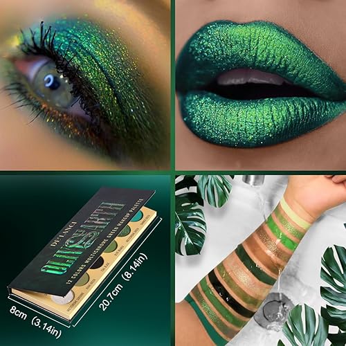 Miniatura 6 de BEUSELF DE'LANCI Sombra de ojos verde oliva, sombras de ojos multicromadas negro y verde para ojos ahumados, paleta de sombra de ojos altamente