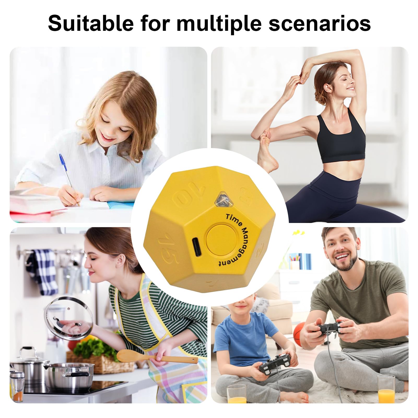 Würfel-Timer Wiederaufladbar - 11 Zeiten, Mit Ton & Vibration Für Besseres Zeitmanagement