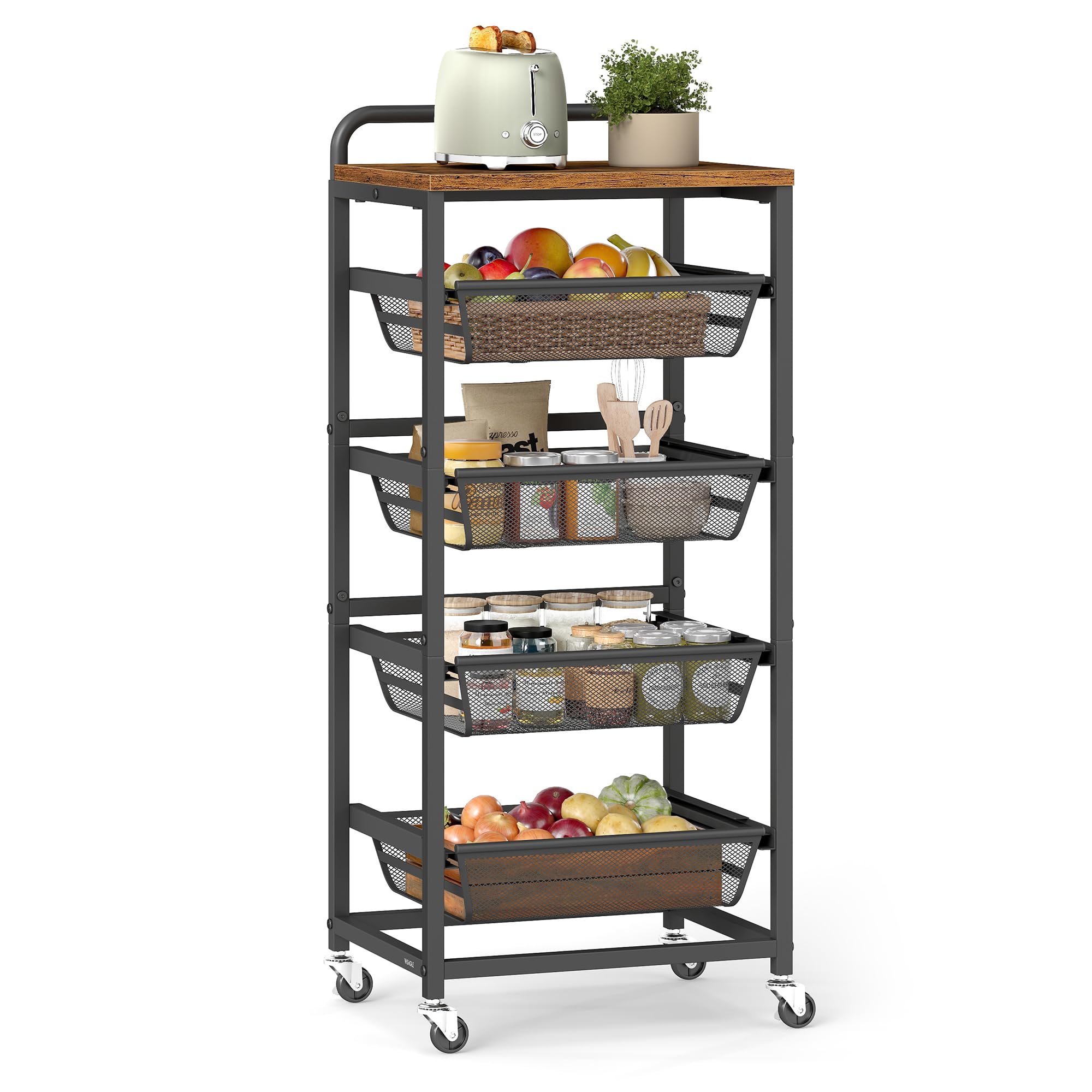 Photo 1 of ****Parts only****

VASAGLE Storage Rolling Cart with Pull-Out Baskets, 5-Tier Utility Cart Orgnizer with Wheels for Laundry Room, Kitchen, Handle, 12.5 x 15.8 x 37.4 Inches, Rustic Brown and Ink Black ULRC041K01