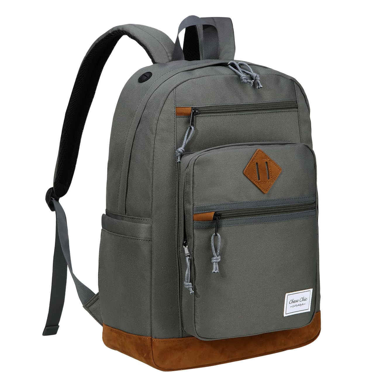 Chase Chic School Backpack for Men Women,Water Resistant Bookbag/Schoolbag/Daypack for Teen Boys Girls High School,College,Work,Travel Grey