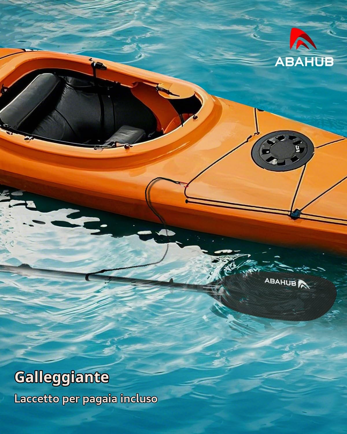 Abahub Pagaia Kayak in Carbonio Completamente Regolabile, 220–230 cm Doppia | Pagaia con guinzaglio, ideale per kayak e barche a remi. Gambo in carbonio e lama in fibra di carbonio.