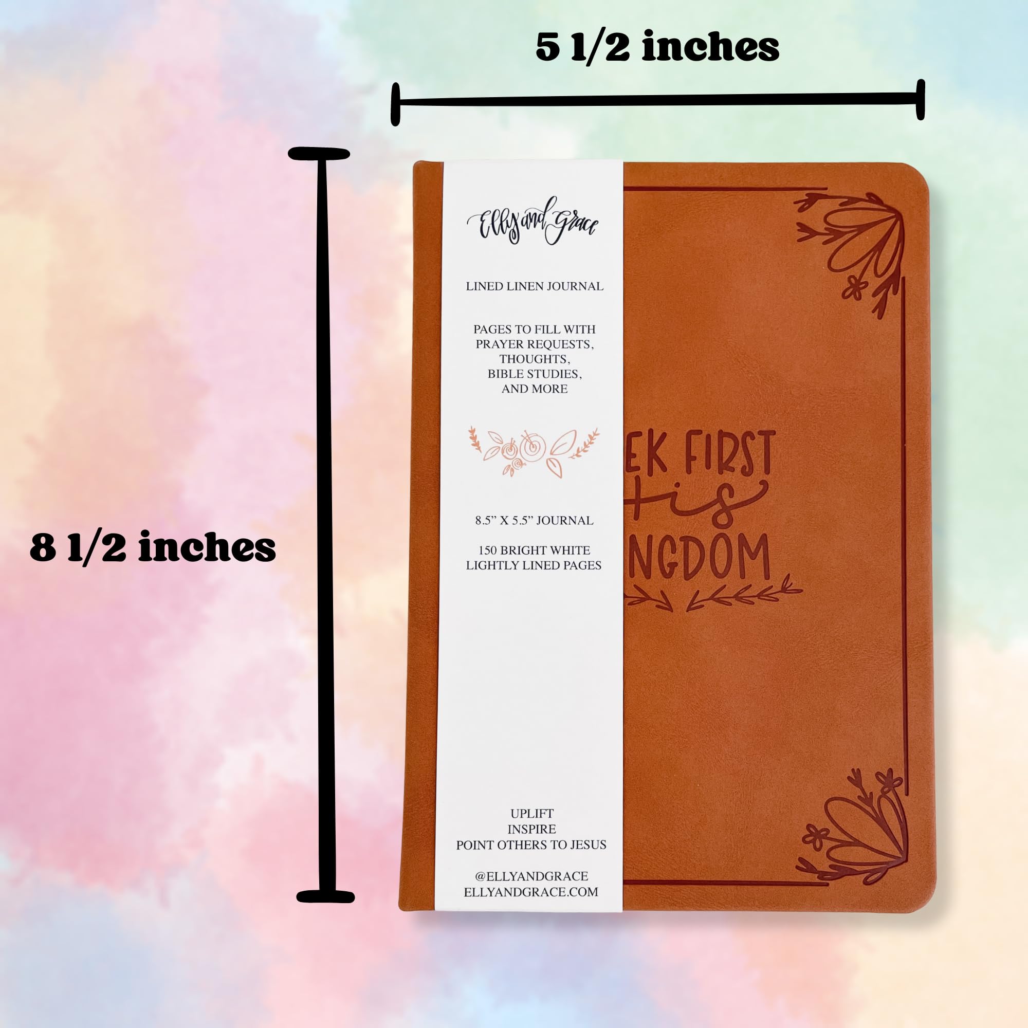Elly and Grace Diario de la Biblia – Diario diario de oración, suministros de diario bíblico para estudio bíblico, diario de gratitud – 8.5 x 5.5 pulgadas – Diario forrado de 150 páginas (busca
