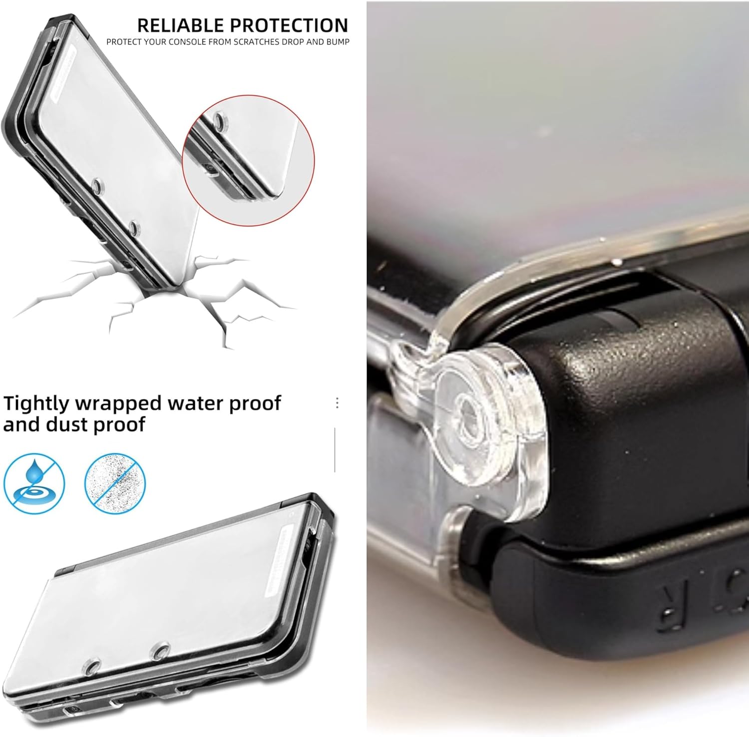 Pack 2 Pcs Protective Case for New Nintendo 3DS XL / LL Hard Shell Transparent Case for New Nintendo 3DS XL LL 2015