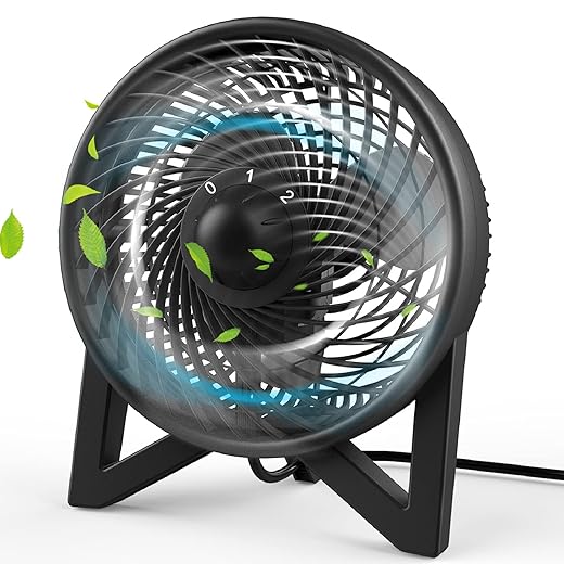 DR.PREPARE Desk Fan, 8 Inch Powerful Table Fan, Small Quiet Bedside Fan with 2 Speeds, Portable Personal Cooling Fan for Bedroom Sleeping Tabletop Office Home Kitchen Camping, Black