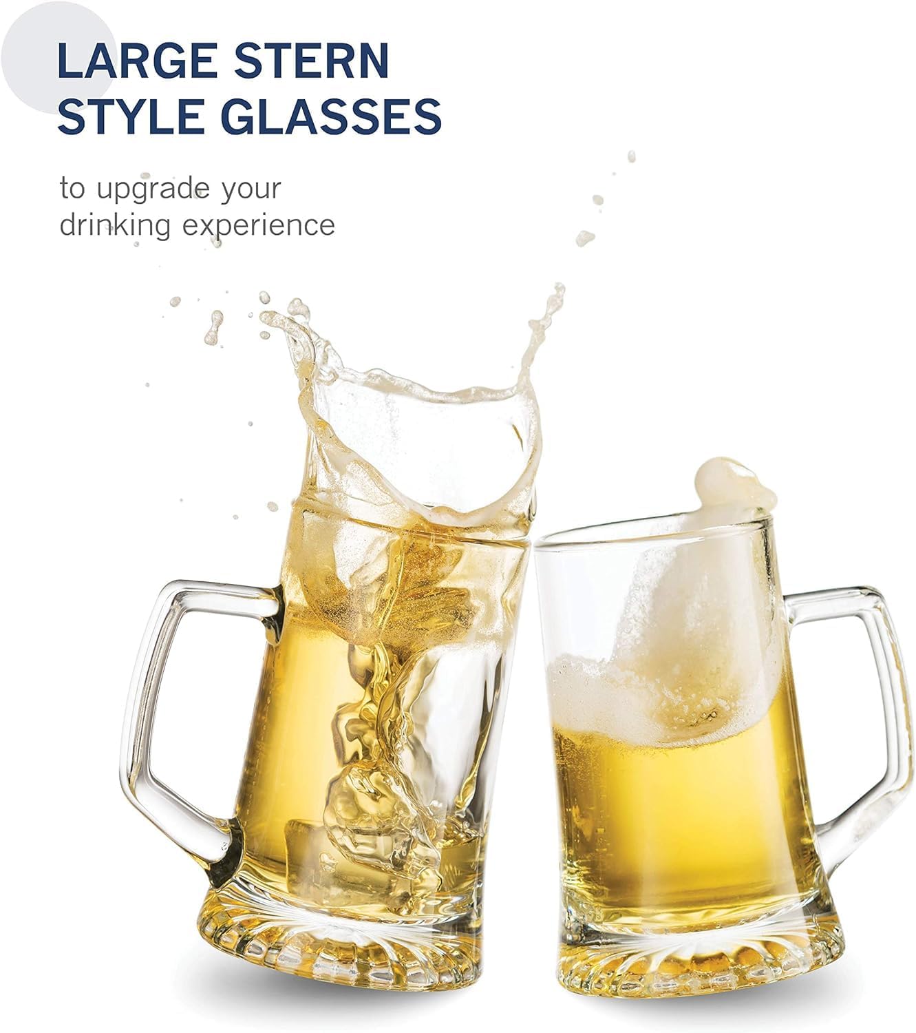 Bormioli Rocco Stern Beer Mug Set of 4-17 Oz. Drinking Glasses & Mugs for Home Bar & Beverage Service - Durable Clear Glass Drinkware for Water, Soda & Craft Beer - Dishwasher Safe - Image 4