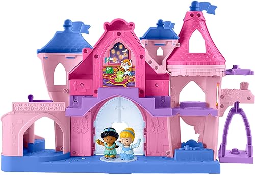 Miniatura 3 de Fisher-Price Little People - Juego de princesa de Disney, luces mágicas y castillo bailarín, juguete musical con 2 figuras para mayores de 18 meses