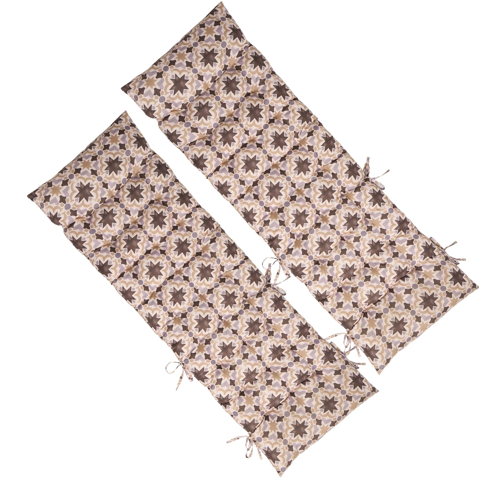 Ohs Natural - Tiles Zero Gravity Chairs Sun Lounger Cushions Set Of 2 Tile Print Outdoor Cushions Soft Thick Comfy Waterproof Garden Seat Cushion With Top Cover & Ties Lounger Cushion, Natural - 160 X 50Cm