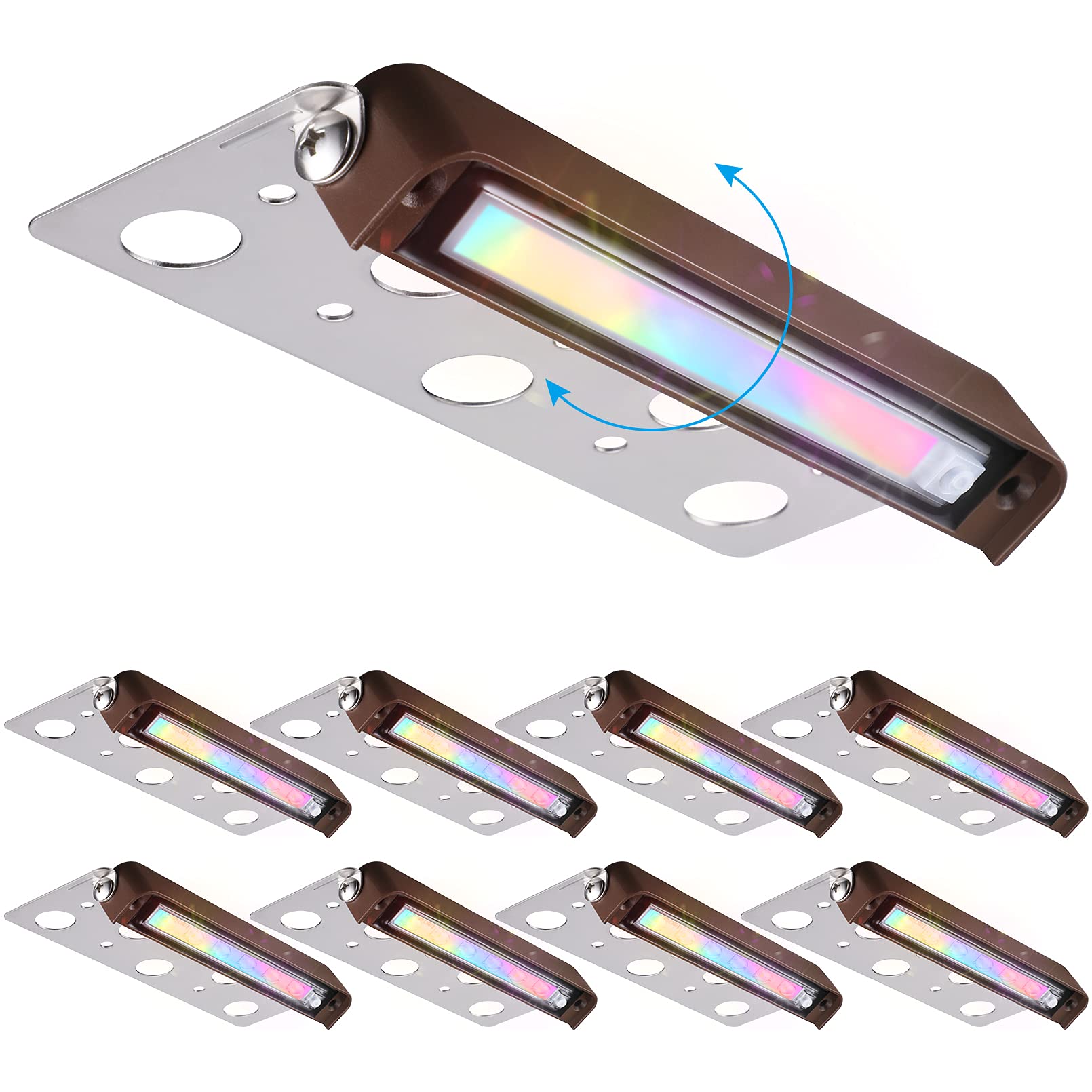 LEONLITE8-Pack 7 Inch 3W RGB LED Hardscape Lighting, Retaining Wall Lights Color Changing, LED Landscape Lights, 12V-24V AC/DC, Swivel Hardscape Paver Light, Low Voltage Step Lights, ETL Listed