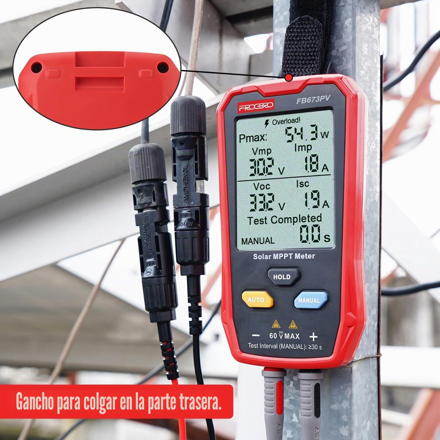 FB673PV Probador de Paneles Solares, Multímetro Fotovoltaico 800W | Medición MPPT con LCD Claro, Diagnóstico Inteligente de Voltaje de Circuito Abierto, Prueba de Datos de Módulos Fotovoltaicos