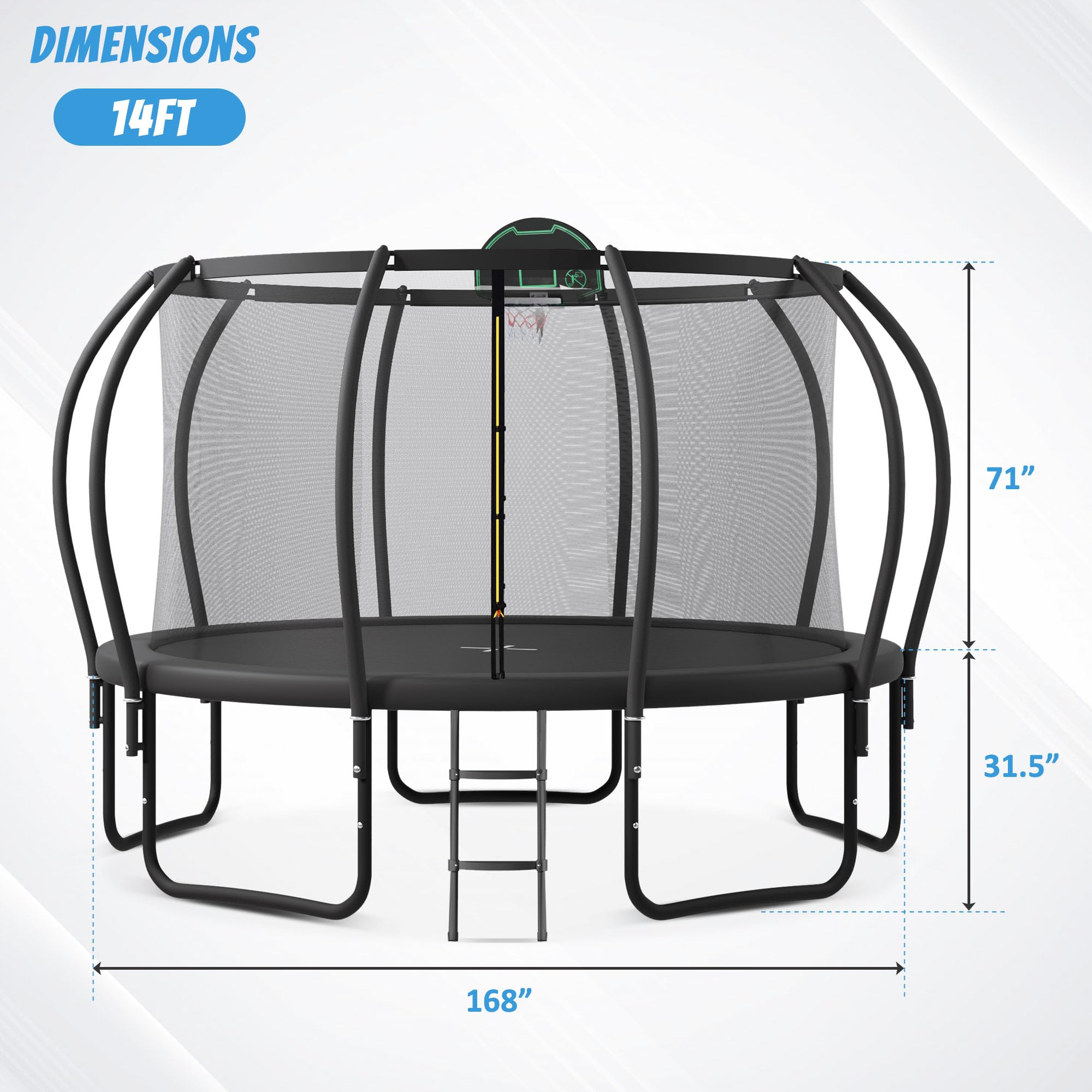 Donext 10FT Trampoline for Kids, Indoor & Outdoor Kids Trampoline with Safety Enclosure, Basketball Hoop, Ladder and AntiRust Coating, Easy Assembly, Birthday Gifts for Kids