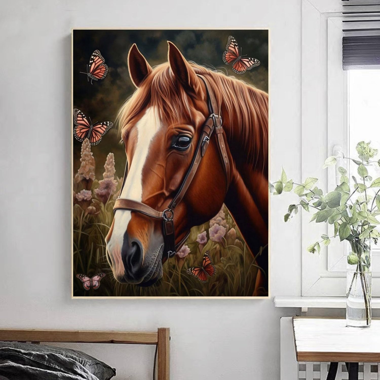 Mesribandy Kreuzstich Set Pferd 40x50cm - Vorgedruckt Für Anfänger & Erwachsene