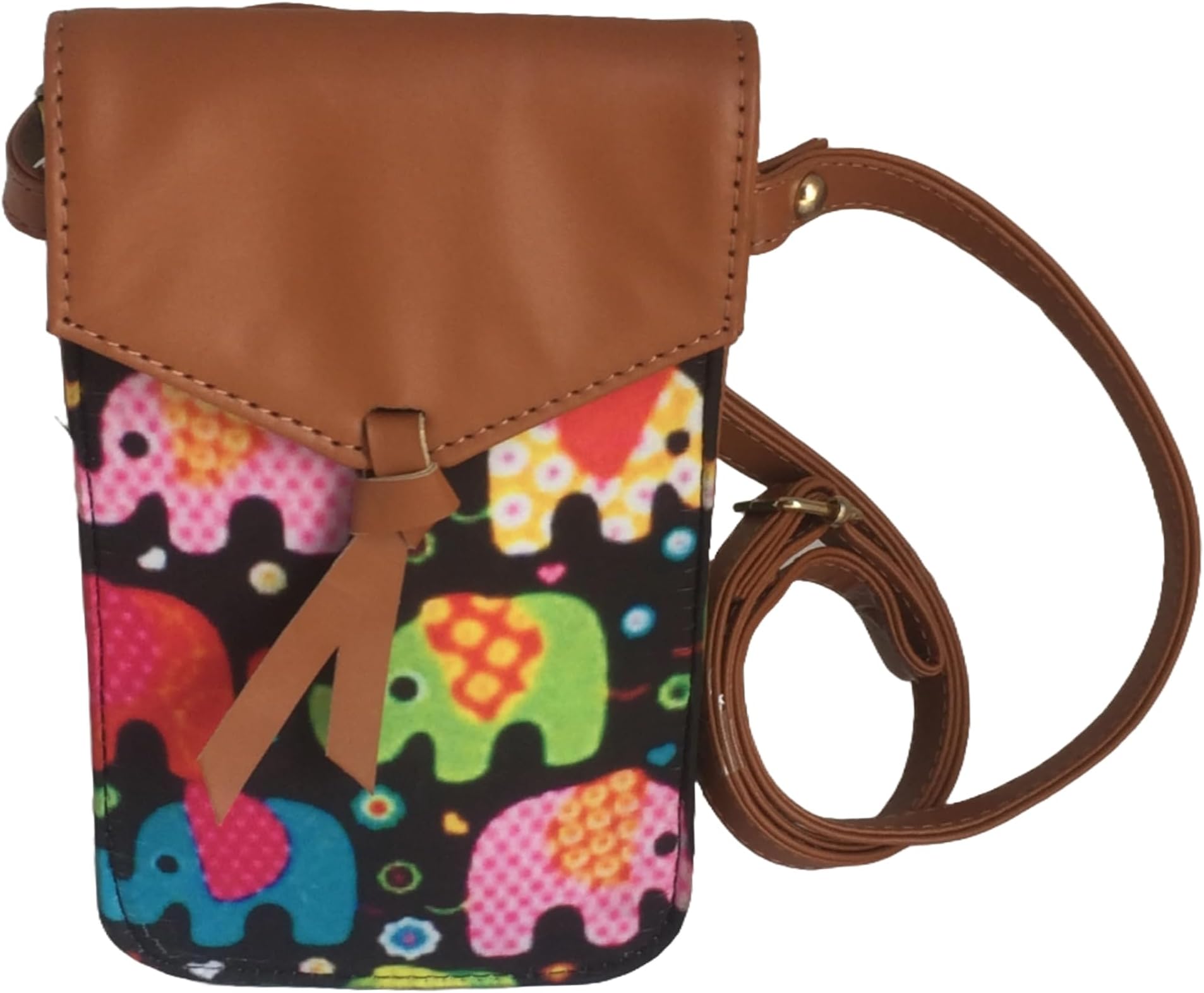 LADIES MOBILE SLING BAGS POUCH IN CLOTH FOR GIRLS/WOMEN (ELEPHANT PRINT)