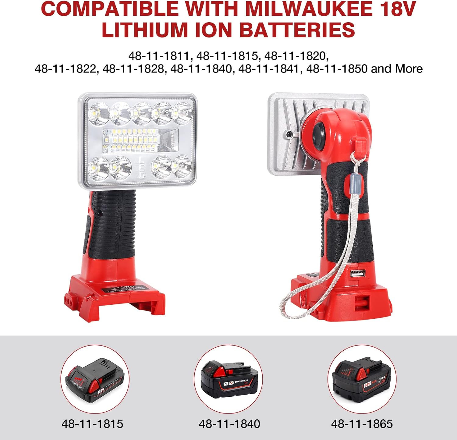 あず Cordless LED Work Light for Milwaukee M18 Li-ion Batteries