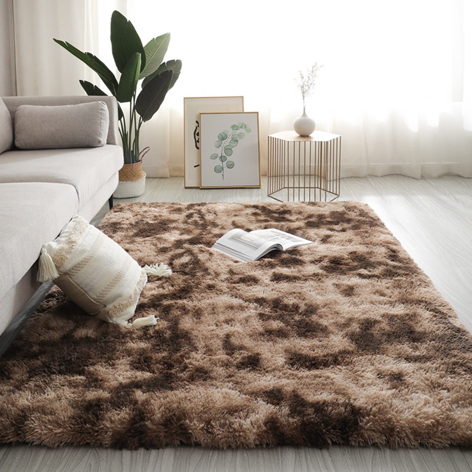 Alfombra colorida y esponjosa y moderna de felpa suave para dormitorio de niños y niñas, cuarto de bebé, sala de estar, decoración del hogar, bonita alfombra de interior