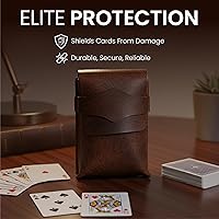 Vista 2 de Brown Leather Playing Card Case Protector Fits Poker & Bridge Size Cards - Handmade Full-Grain Leather Playing Cards Holder Storage Box - Playing