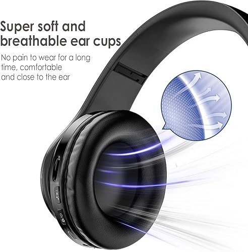 Miniatura 5 de iChenovo Auriculares inalámbricos Bluetooth 2022, luces LED coloridas, cómodos auriculares plegables sobre la oreja con micrófono integrado, FM,
