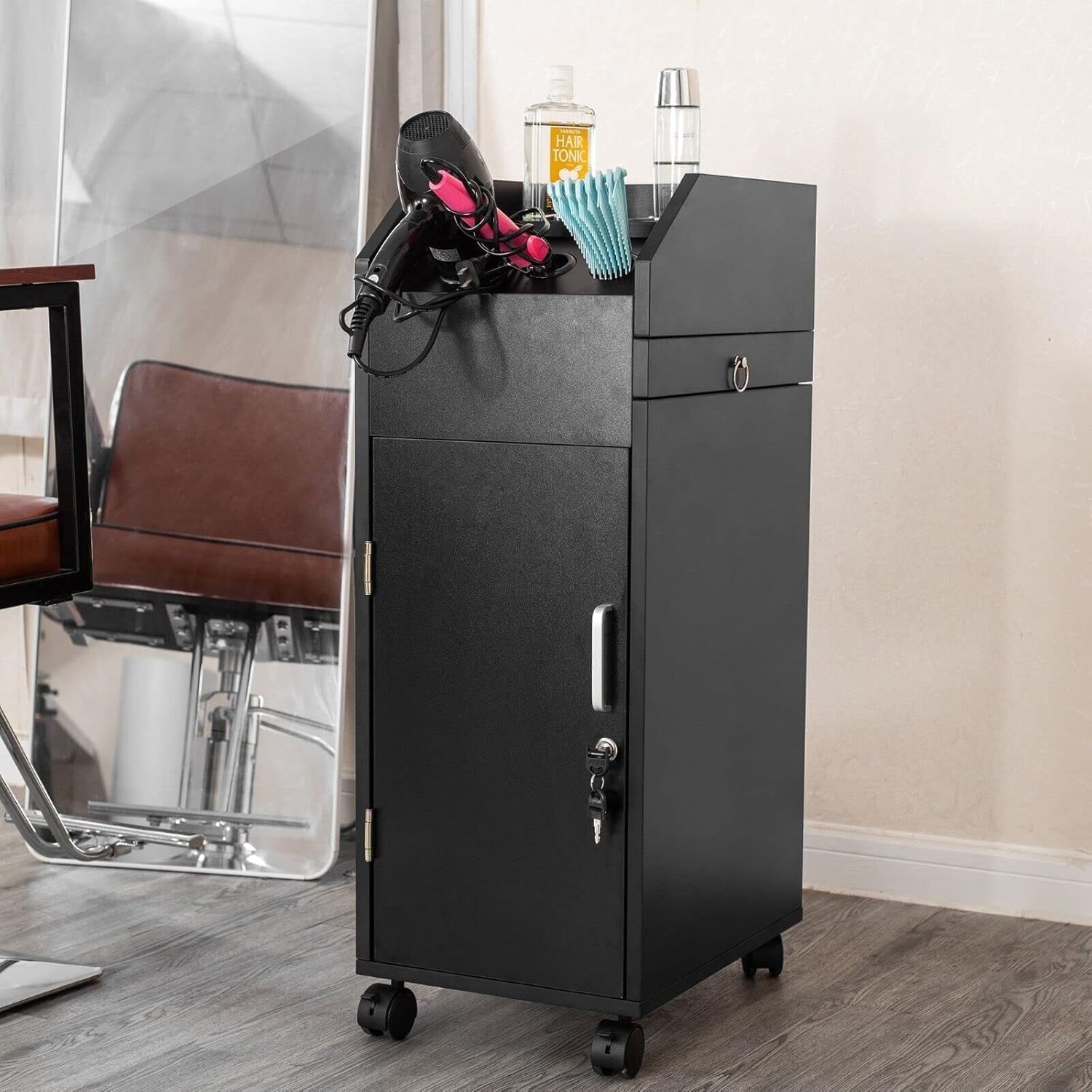Large Wooden Hairdresser Cart Lockable Wooden Trolley Cart On Wheels Barber Hair Salon Spa Tattoo Utility Cart On Wheels