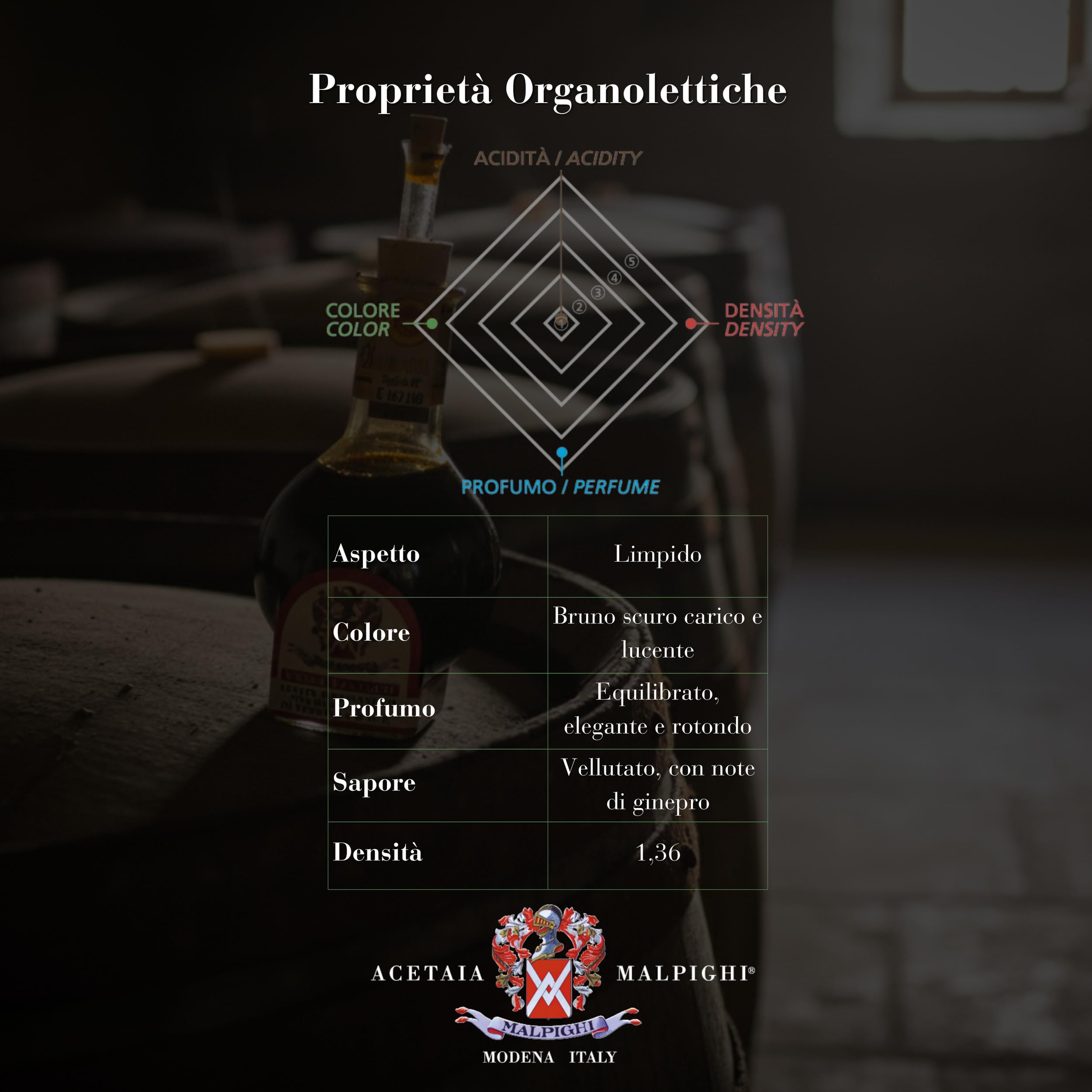Acetaia Malpighi – Tradycyjny ocet balsamiczny z Modeny DOP Extravecchio z jałowcem – 100 ml – Tylko gotowany moszcz – Wybór dla wysokiej gastronomii