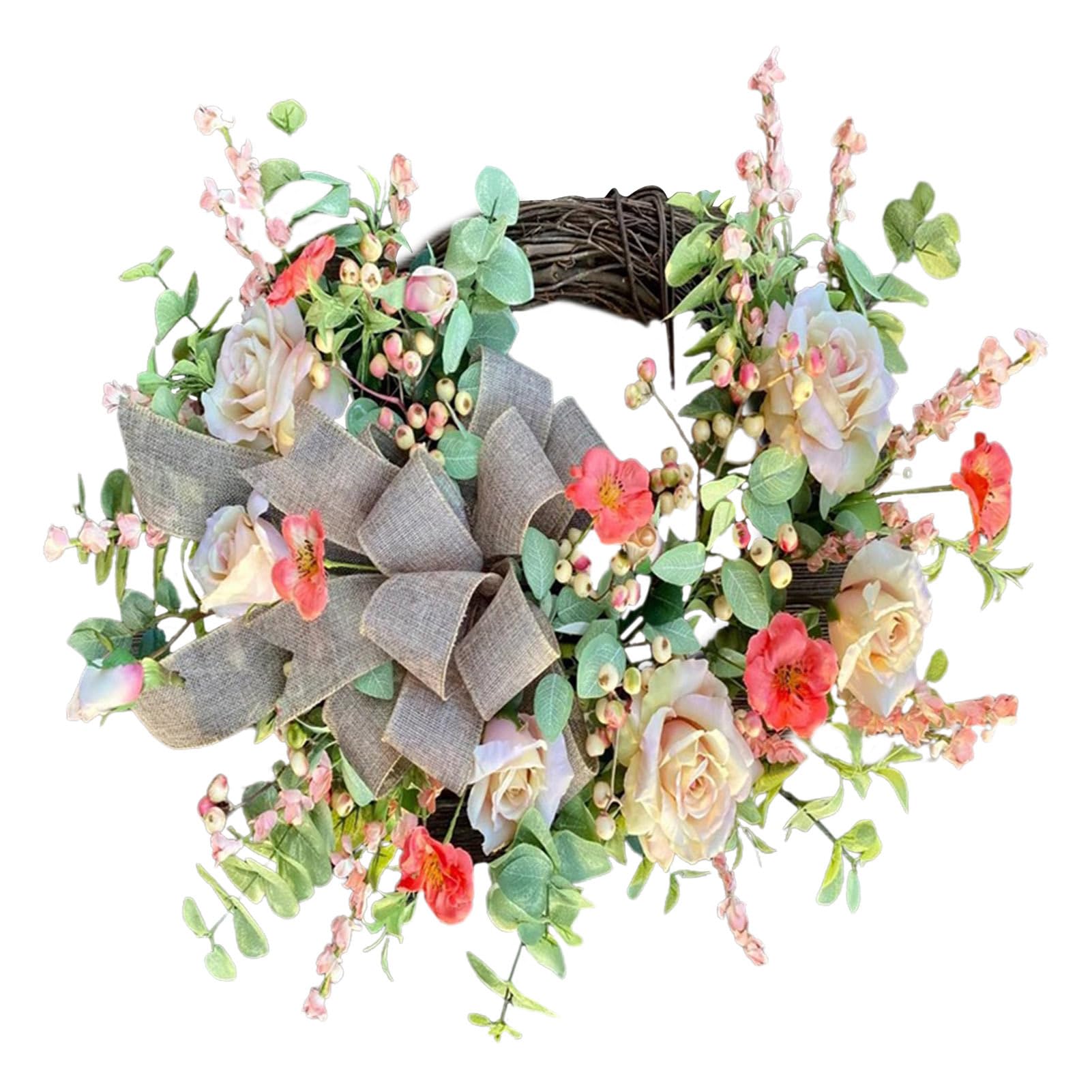 Couronne d'hortensia artificielle bordeaux durable pour cadre de balançoire et porte