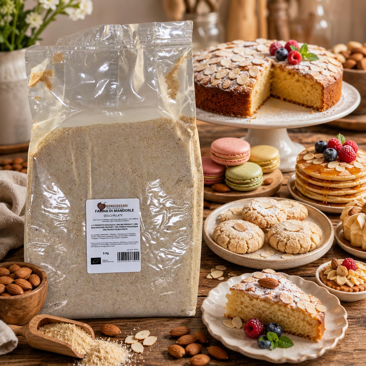 Bongiovanni Farine E Bonta' Naturali Farina di Mandorle Pelate 5Kg BIO