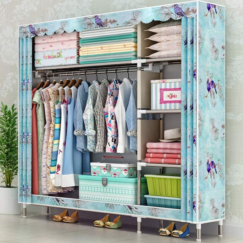 Armoire en tissu pliable gain de place penderie toile chambre avec tringle
