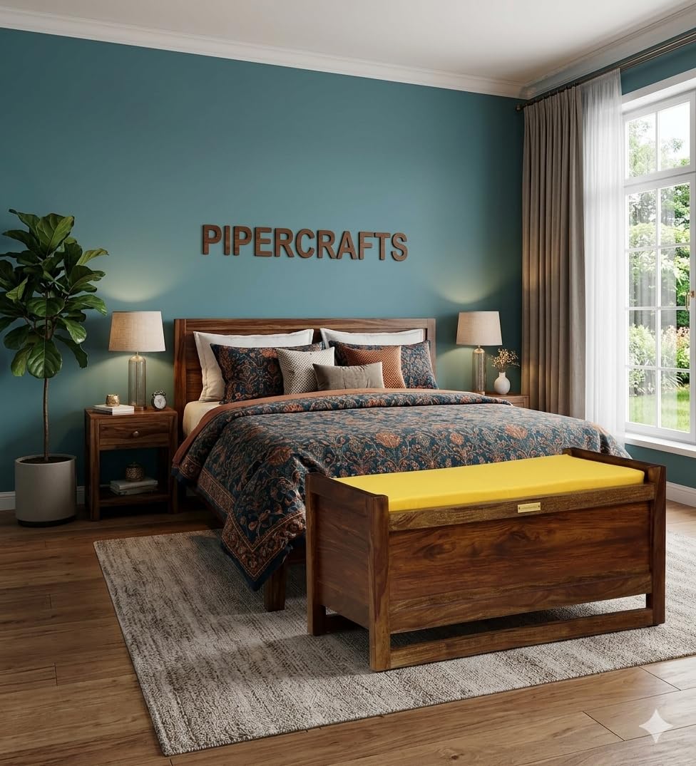 PIPERCRAFTS Solid Sheesham Wooden Trunk Storage for Living Room - Already Assembled | Traditional Designer Storage Box | Trunk Cum Sofa with Storage for Living Room - Provincial Teak Finish-picture-26