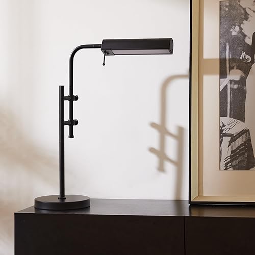 Miniatura 7 de VONLUCE Lámpara de escritorio rústica, lámpara de mesa de metal ajustable de estilo industrial, lámpara de lectura regulable para sala de estar,