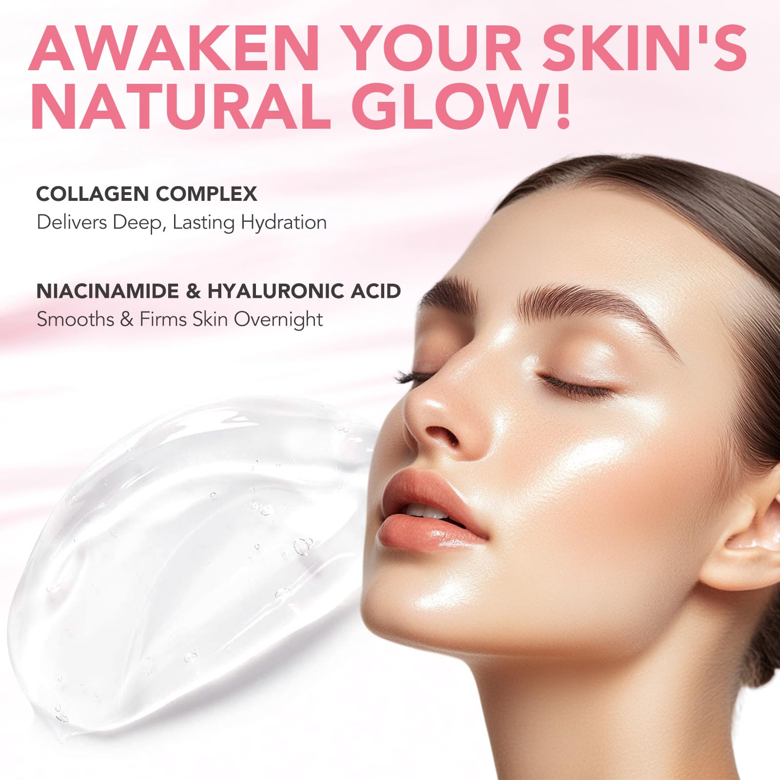 Collagen Night Wrapping Mask, 2 PCS Collagen Jelly Face Masks with Jelly Brush - Image 4