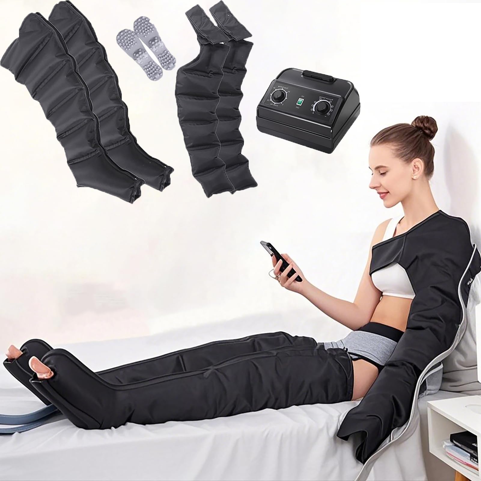 Elektryczna kompresja powietrza z 6 wnękami do drenażu limfatycznego masażer nóg, buty uciskowe na nogi, buty presoterapeutyczne, masażer łydek kostek, relaks, funkcja pomiaru czasu