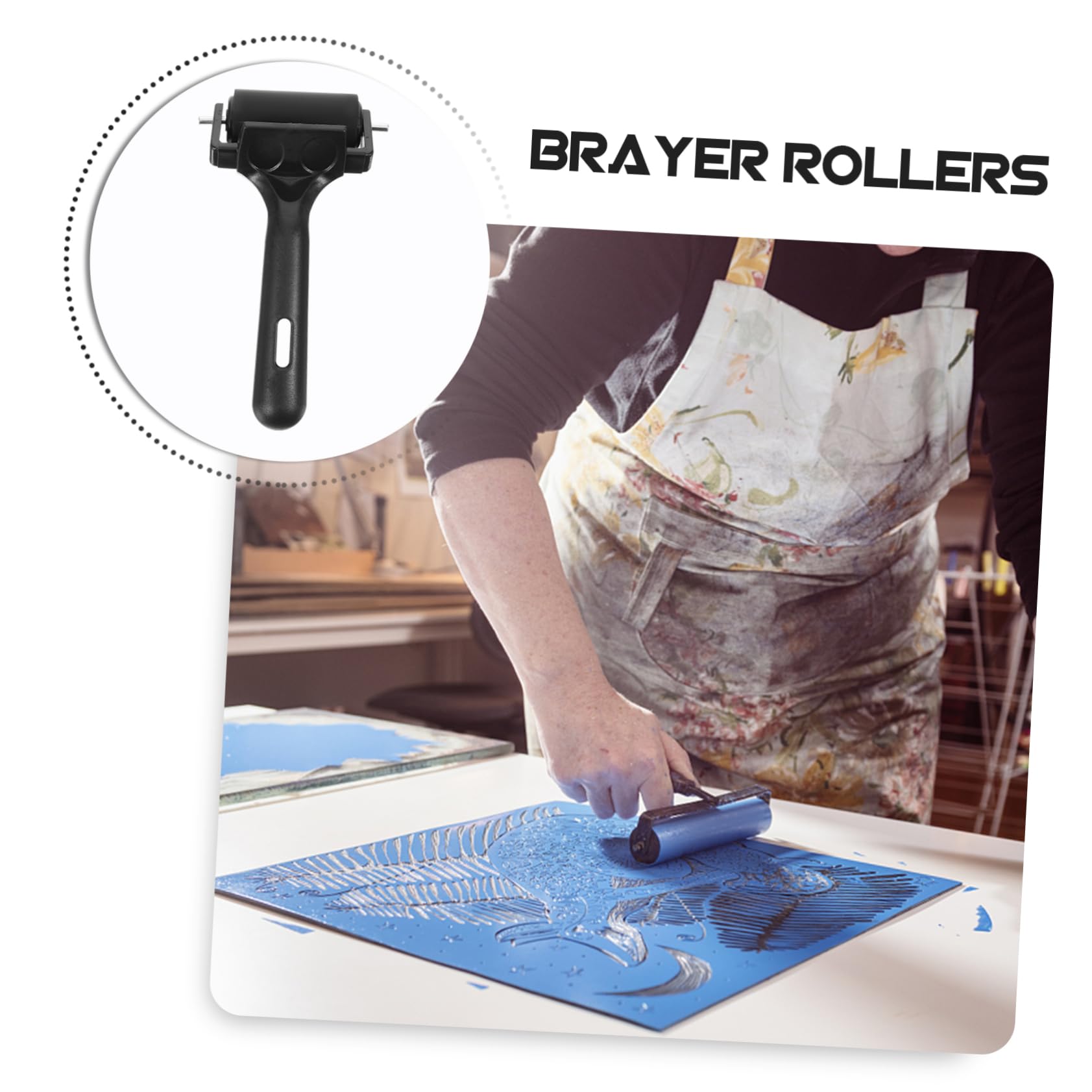 SHINEOFI 5 Sätze Druckwalzen Für Malerei Ink Roller Für Druckgrafiken Und Kunsthandwerk Tragbar Und Leicht Für Verschiedene Anlässe 2 Stück * 5