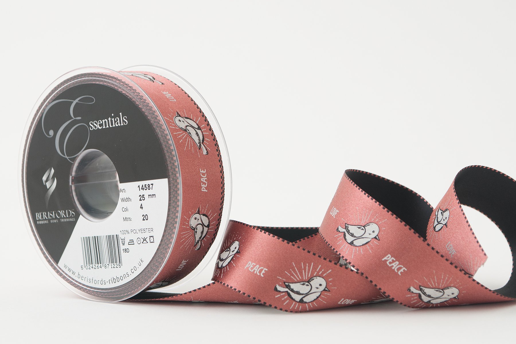 Berisfords Dusky Pink Peace Chick Ribbon