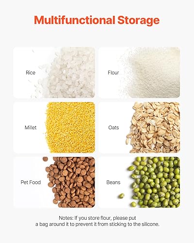 Miniatura 7 de VEVOR Contenedor de almacenamiento de arroz, contenedor dispensador de comida para perros de capacidad de 4.5 galones20 L, contenedor de harina