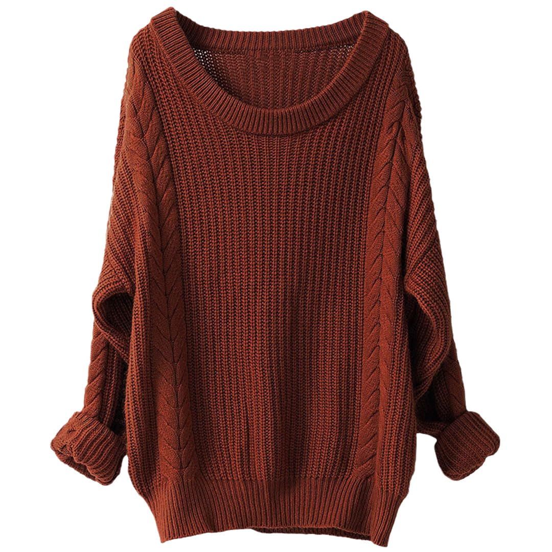 Vogrtcc Top da Donna in Maglione Pullover Lavorato A Maglia Girocollo Oversize A Maniche Lunghe