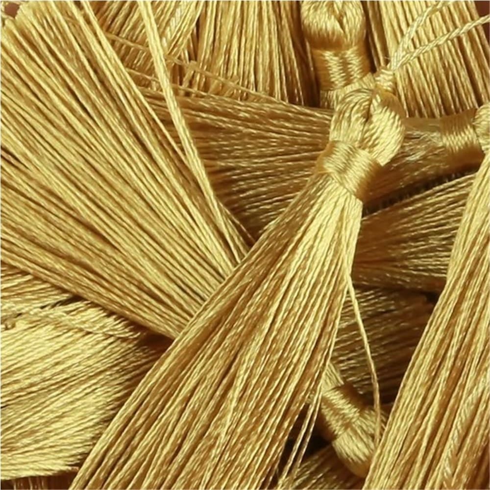 Handmade Tassel 50pcs 9.5cm/3.75 Inch Key Tassels, Polyester, DIY Handmade Bookmark for Crafts Accessories of Home(YELLOW)